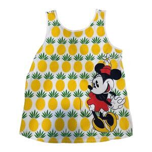 Disney Women's Tank Top Blouse Sz M Minnie Mouse Tokyo Parks Pineapple EUC